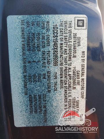 1GCCS1948X8209999 1999 CHEVROLET S10 photo no. 12