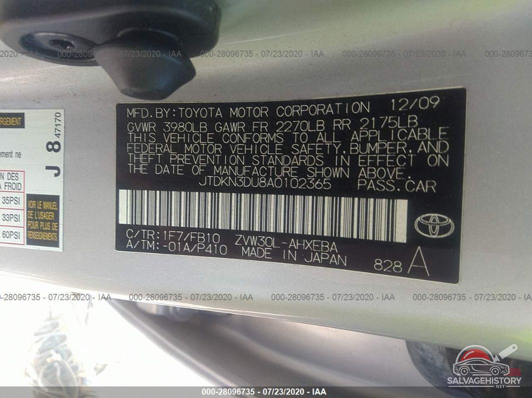 JTDKN3DU8A0102365 2010 TOYOTA PRIUS photo no. 9
