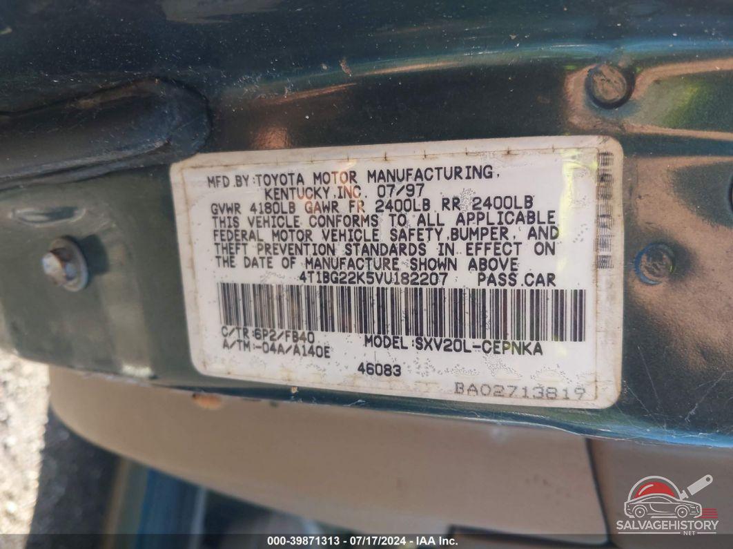 4T1BG22K5VU182207 1997 TOYOTA CAMRY photo no. 9
