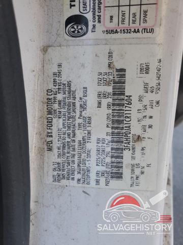 3FAHP0JA1CR117604 2012 FORD FUSION photo no. 12