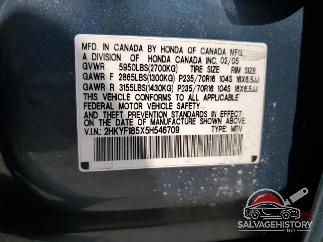 2HKYF185X5H546709 2005 HONDA PILOT photo no. 14
