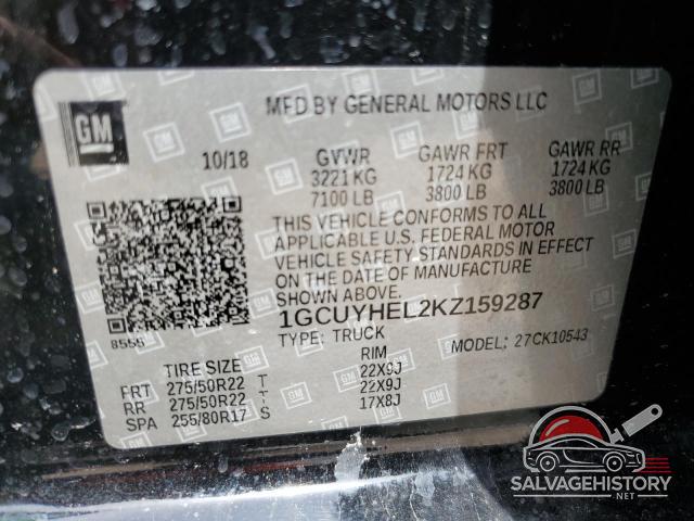 1GCUYHEL2KZ159287 2019 CHEVROLET ALL Models photo no. 12