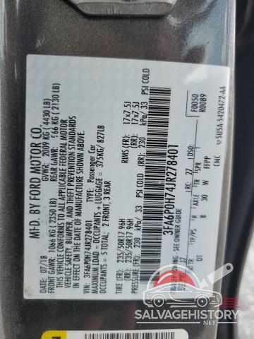 3FA6P0H74JR278401 2018 FORD FUSION photo no. 12