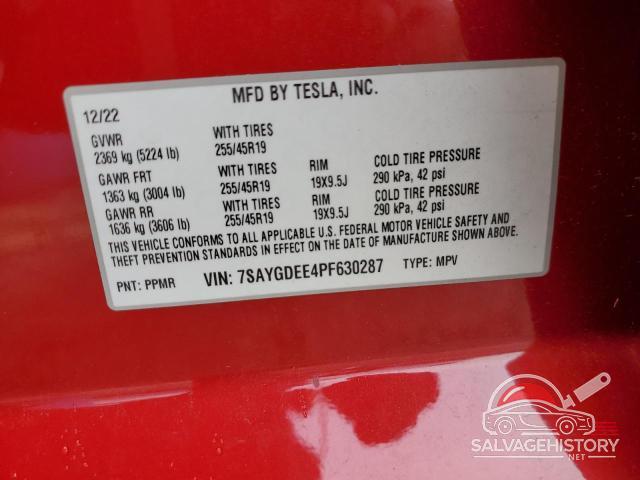 7SAYGDEE4PF630287 2023 TESLA MODEL Y photo no. 13