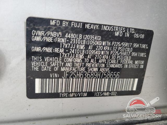 JF2SH63689H758656 2009 SUBARU FORESTER photo no. 12