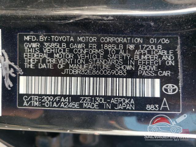 JTDBR32E860069083 2006 TOYOTA COROLLA photo no. 12
