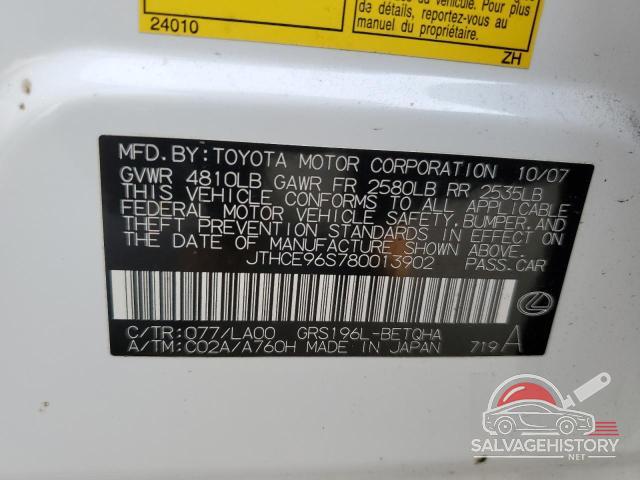 JTHCE96S780013902 2008 LEXUS GS350 photo no. 12