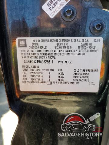 3GNEC12T94G223611 2004 CHEVROLET AVALANCHE photo no. 12