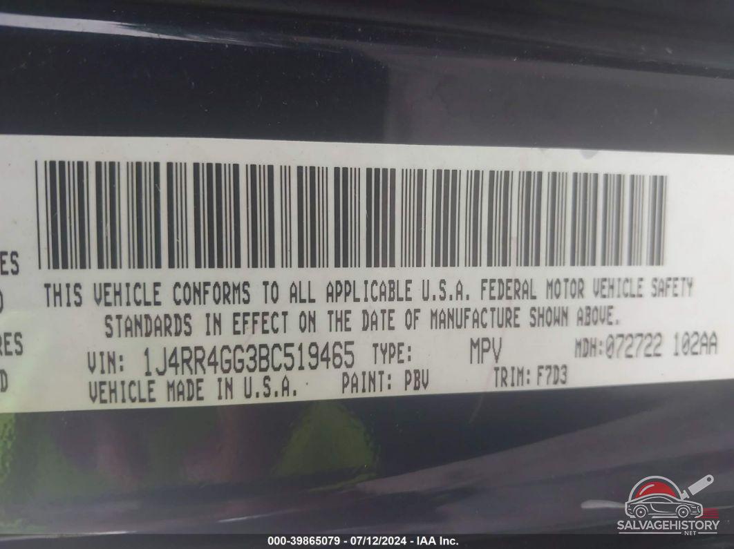 1J4RR4GG3BC519465 2011 JEEP GRAND CHEROKEE photo no. 9