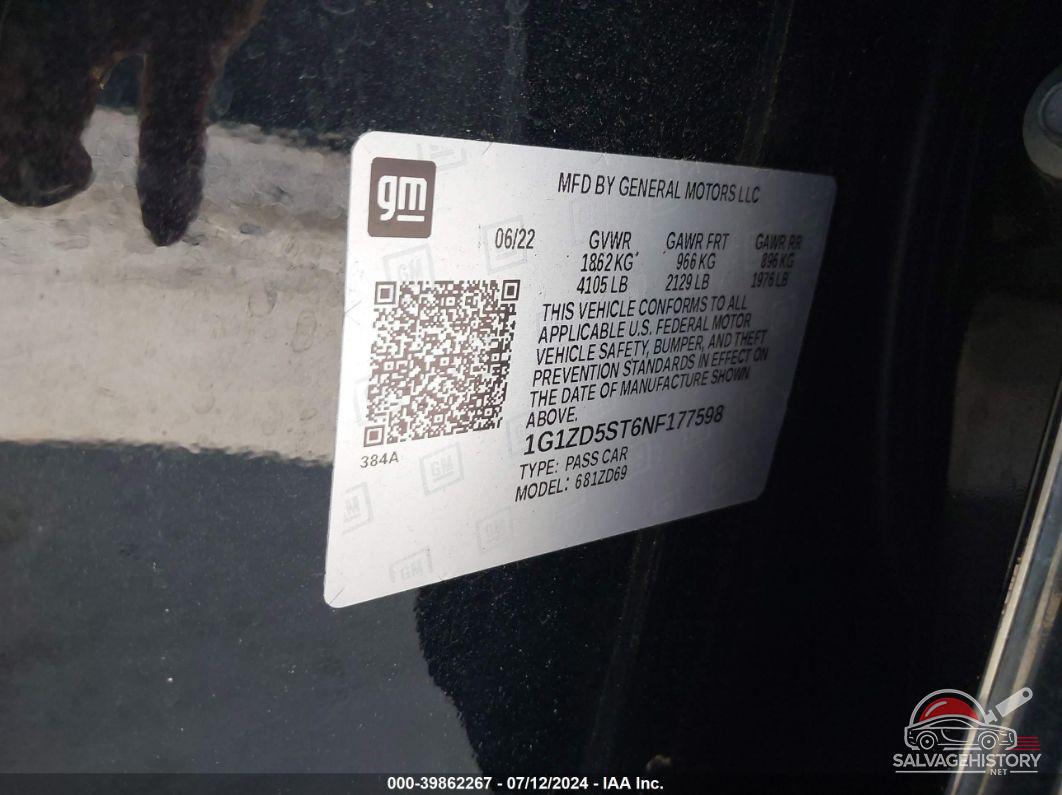1G1ZD5ST6NF177598 2022 CHEVROLET MALIBU photo no. 9