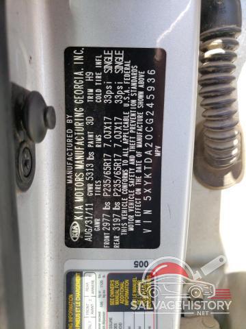 5XYKTDA20CG245936 2012 KIA SORENTO photo no. 13
