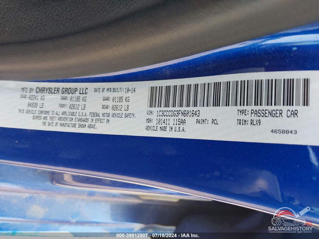 1C3CCCDG3FN601643 2015 CHRYSLER 200 photo no. 9
