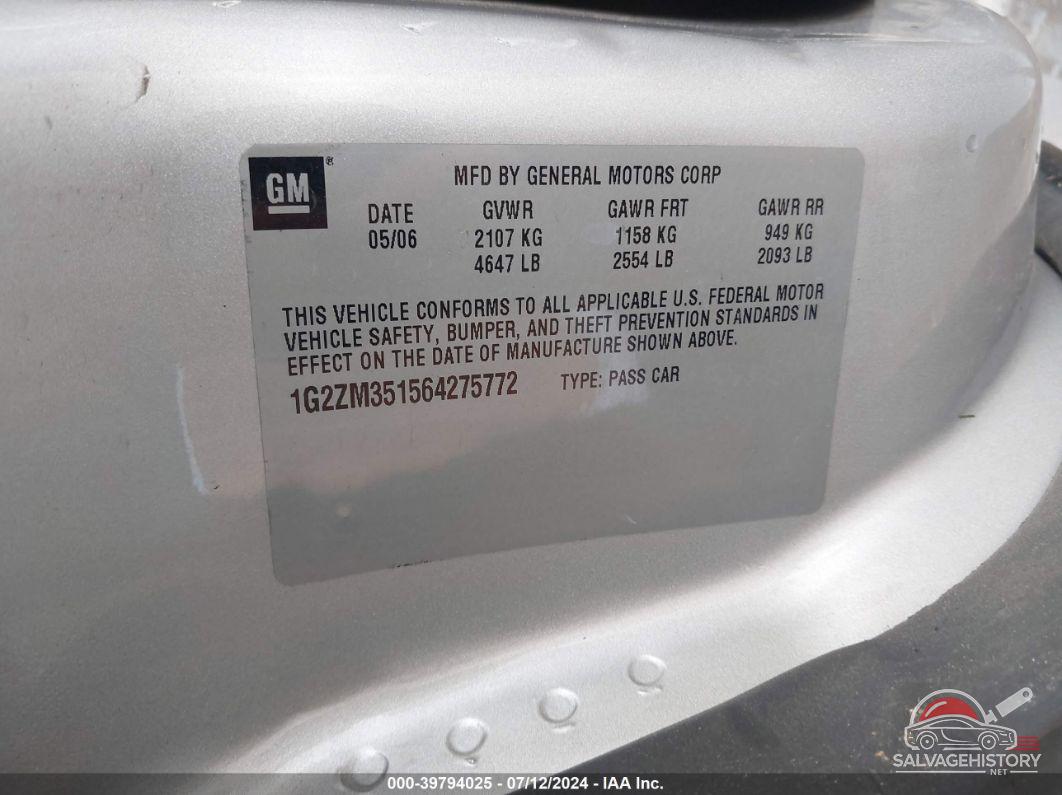 1G2ZM351564275772 2006 PONTIAC G6 photo no. 9