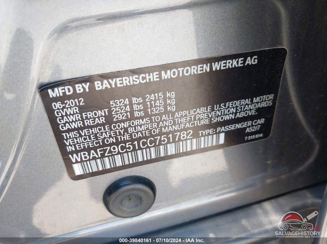 WBAFZ9C51CC751782 2012 BMW ACTIVEHYBRID 5 photo no. 9
