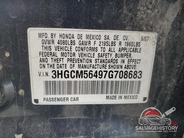 3HGCM56497G708683 2007 HONDA ACCORD photo no. 12