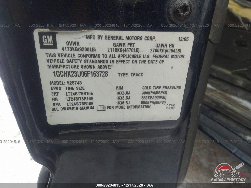 1GCHK23U06F163728 2006 CHEVROLET SILVERADO 2500HD photo no. 9