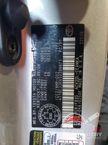 4T1BE32K65U398871 2005 TOYOTA CAMRY photo no. 12
