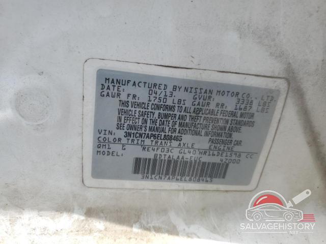 3N1CN7AP6EL808465 2014 NISSAN VERSA photo no. 12