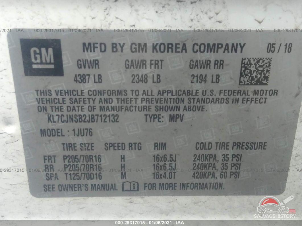 KL7CJNSB2JB712132 2018 CHEVROLET TRAX photo no. 9