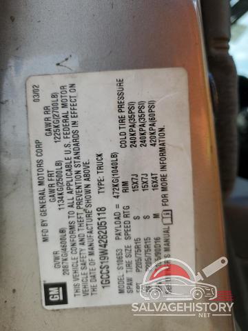 1GCCS19W428205118 2002 CHEVROLET S10 photo no. 12