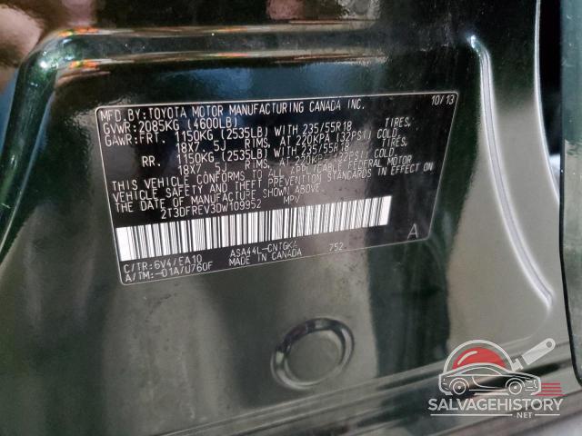 2T3DFREV3DW109952 2013 TOYOTA RAV4 photo no. 12