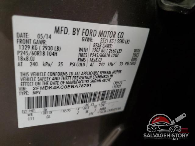 2FMDK4KC0EBA78791 2014 FORD EDGE photo no. 14