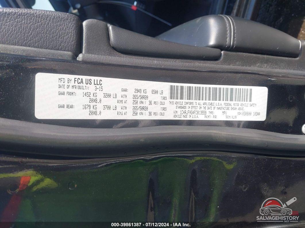 1C4RJFAG4FC813559 2015 JEEP GRAND CHEROKEE photo no. 9