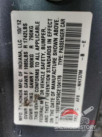 19XFB2F59CE104176 2012 HONDA CIVIC photo no. 12
