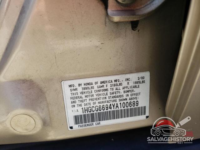 1HGCG6694YA100689 2000 HONDA ACCORD photo no. 12