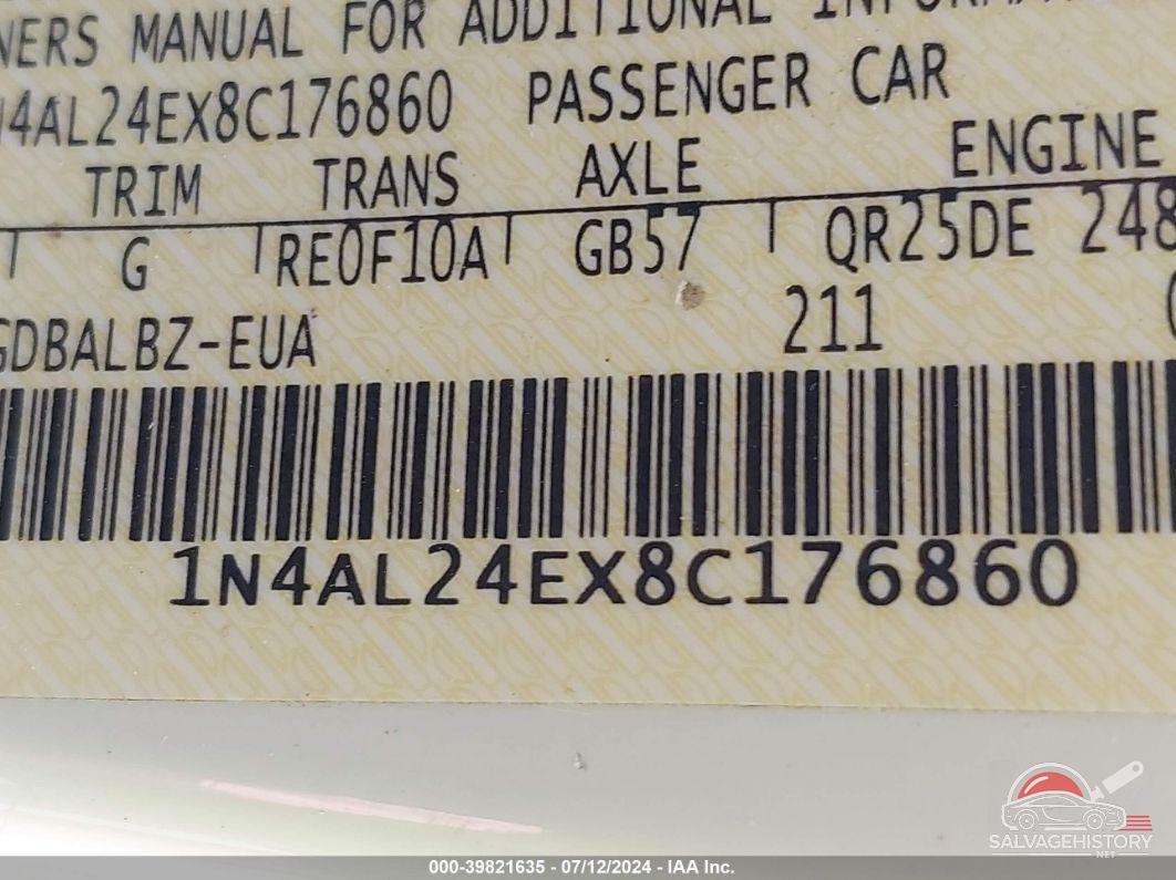 1N4AL24EX8C176860 2008 NISSAN ALTIMA photo no. 9