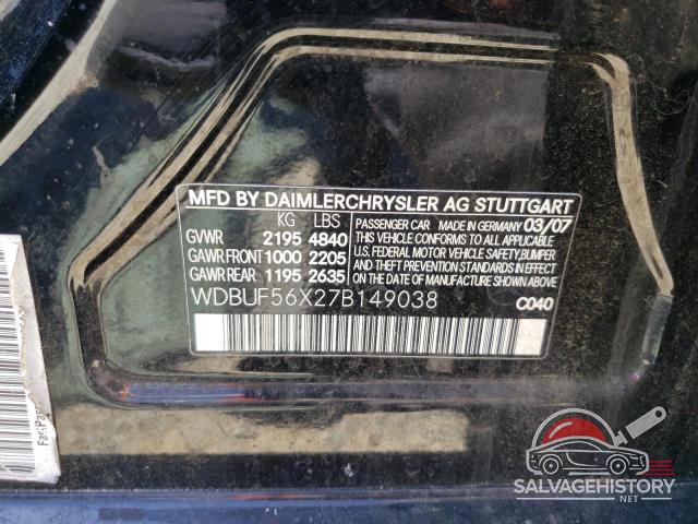 WDBUF56X27B149038 2007 MERCEDES-BENZ E-CLASS photo no. 12