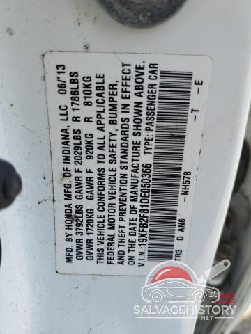 19XFB2F81DE050366 2013 HONDA CIVIC photo no. 12