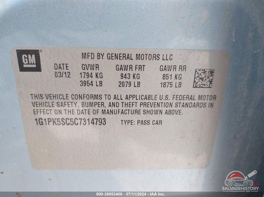 1G1PK5SC5C7314793 2012 CHEVROLET CRUZE photo no. 9