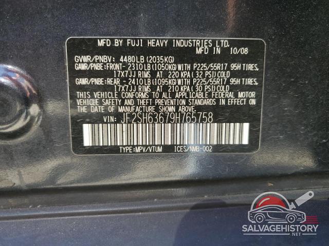 JF2SH63679H765758 2009 SUBARU FORESTER photo no. 13