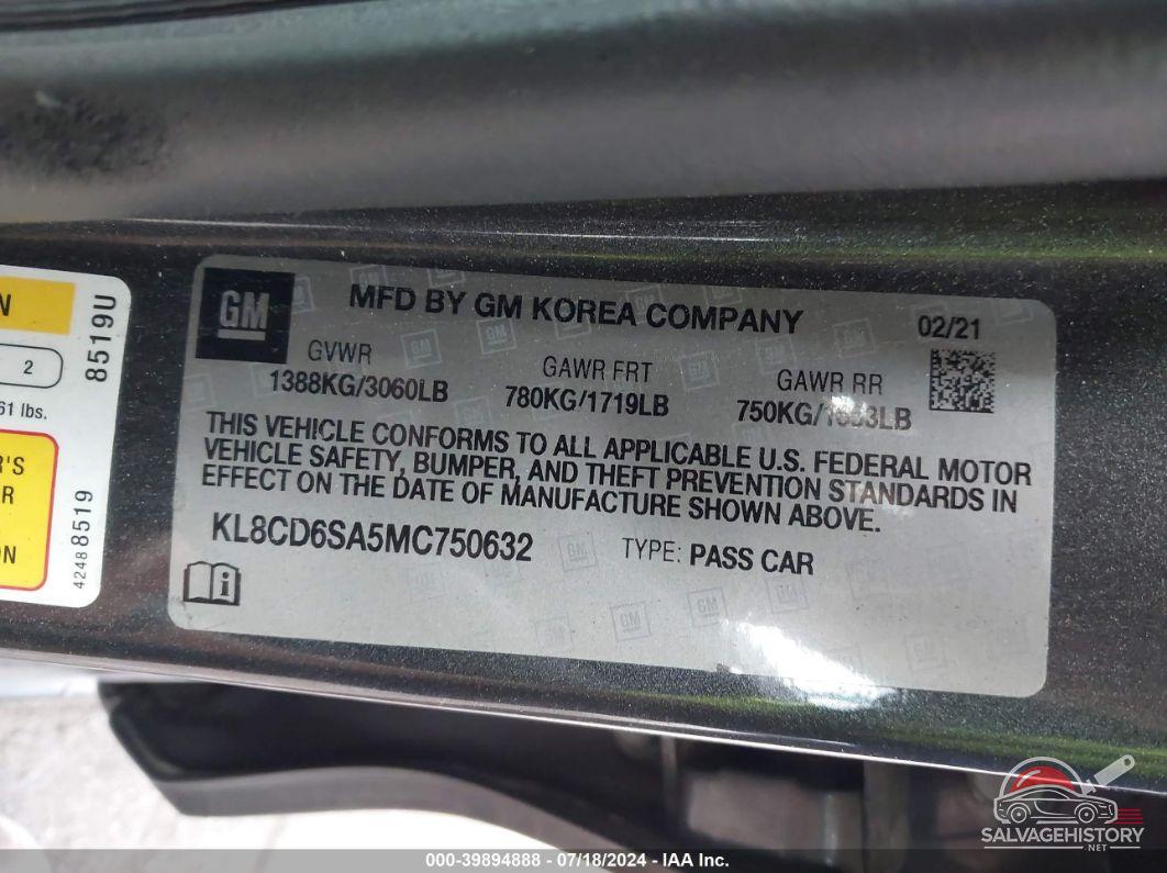 KL8CD6SA5MC750632 2021 CHEVROLET SPARK photo no. 9
