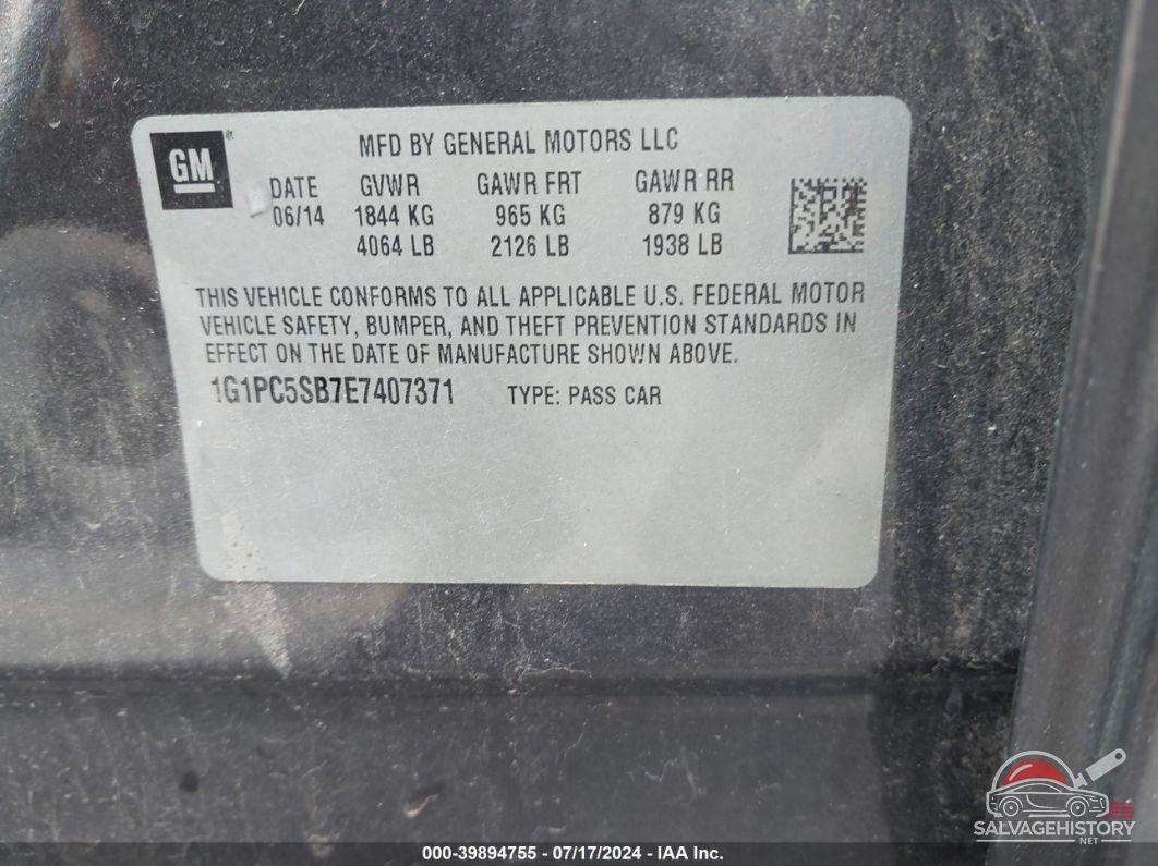 1G1PC5SB7E7407371 2014 CHEVROLET CRUZE photo no. 9