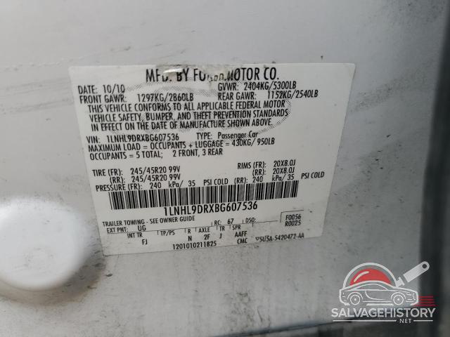 1LNHL9DRXBG607536 2011 LINCOLN MKS photo no. 12
