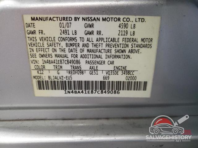 1N4BA41E87C849086 2007 NISSAN MAXIMA photo no. 13
