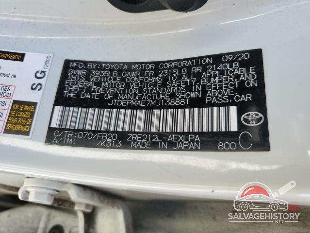 JTDEPMAE7MJ138881 2021 TOYOTA COROLLA photo no. 12