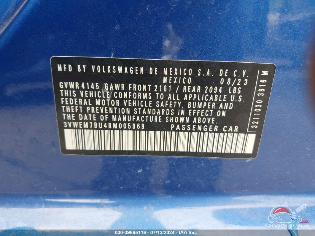3VWEM7BU4RM005969 2024 VOLKSWAGEN JETTA photo no. 9