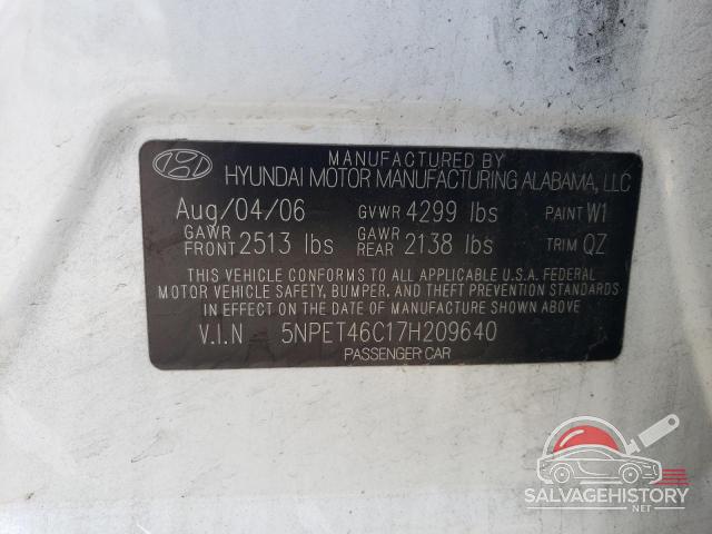 5NPET46C17H209640 2007 HYUNDAI SONATA photo no. 12