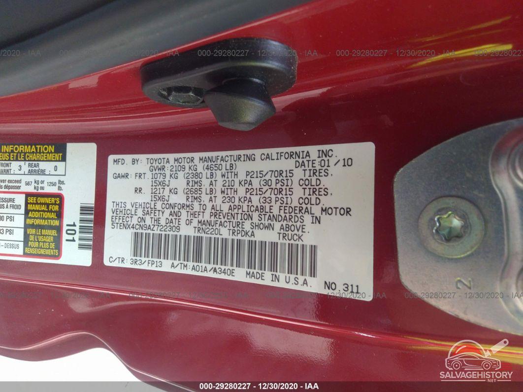 5TENX4CN9AZ722309 2010 TOYOTA TACOMA photo no. 9