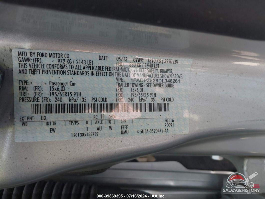 1FADP3E28DL348261 2013 FORD FOCUS photo no. 9