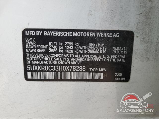5UXKR0C33H0X78288 2017 BMW X5 photo no. 12