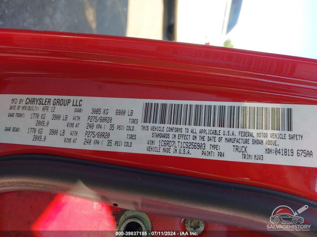 1C6RD7LT1CS256903 2012 DODGE RAM 1500 photo no. 9