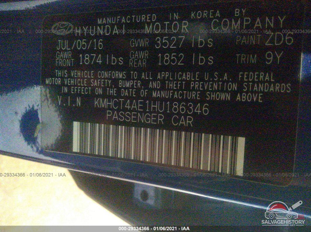 KMHCT4AE1HU186346 2017 HYUNDAI ACCENT photo no. 9