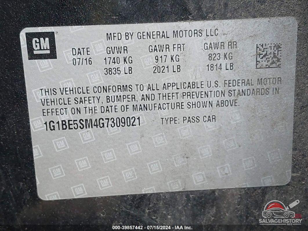 1G1BE5SM4G7309021 2016 CHEVROLET CRUZE photo no. 9