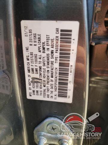1HGCP2F6XCA218124 2012 HONDA ACCORD photo no. 12