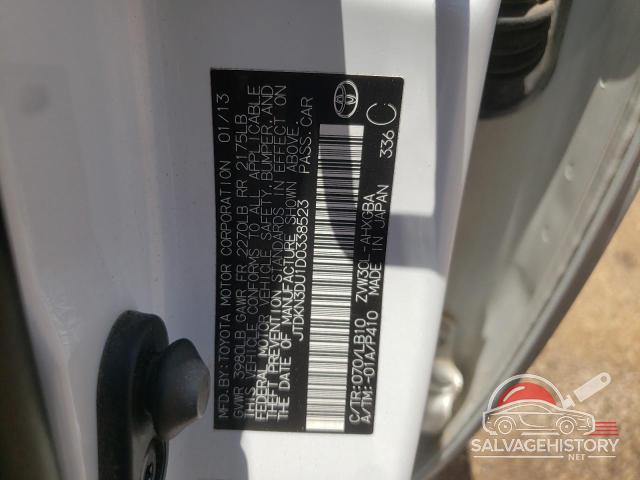 JTDKN3DU1D0338523 2013 TOYOTA PRIUS photo no. 13
