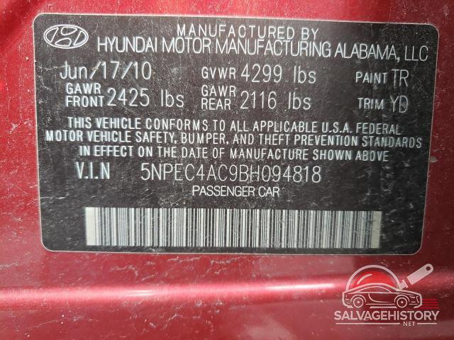 5NPEC4AC9BH094818 2011 HYUNDAI SONATA photo no. 13